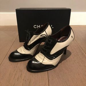 Authentic Chanel Oxford Lace-up Booties